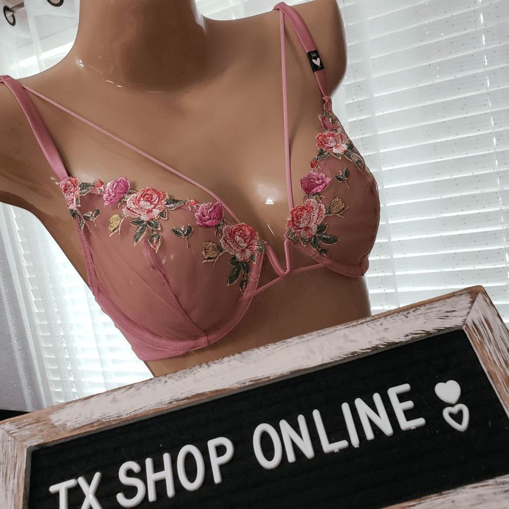 Victoria's Secret Unlined Rose Embroidered Demi Bra
